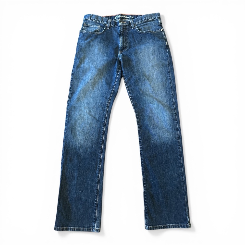Eddie Bauer Straight Leg Jeans Mens 33x32 Medium Wash Classic Workwear Denim